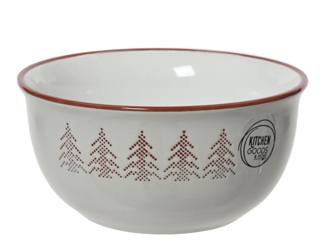 Bowl tonda in gres con motivo albero di natale colore rosso bianco misura alt.6.5cm
d.14cm