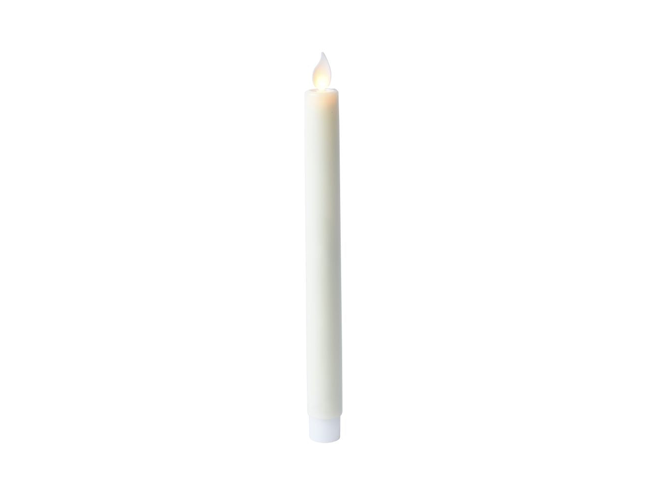 Candela da cena a led in plastica con parte superiore piatta per uso interno colore panna bianco caldo misura alt.24cm
d.2cm  3mm  1