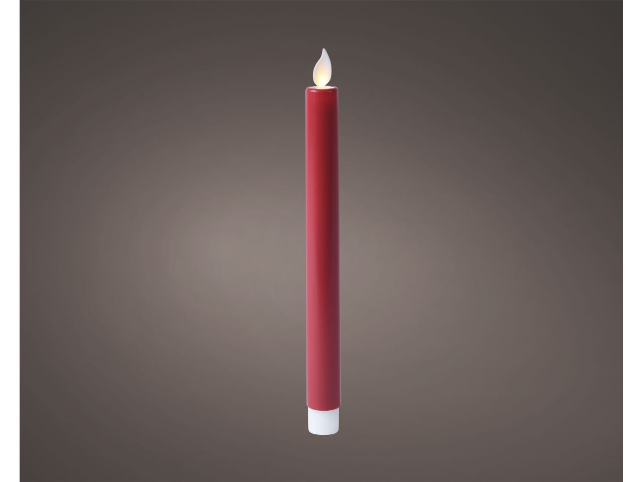 Candela da cena a led in plastica con parte superiore piatta per uso interno colore rosso bianco caldo misura alt.24cm
d.2cm  3mm  1