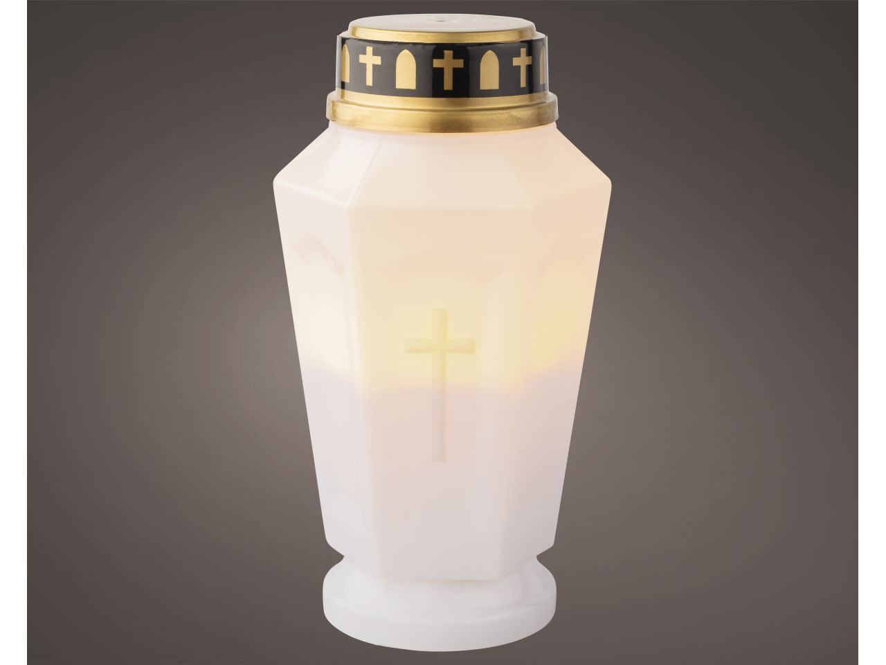 Lumino votivo a led in plastica per uso esterno colore fiamma misura lun.7.5cm x lar.8.5cm x alt.15.5cm  5mm  1