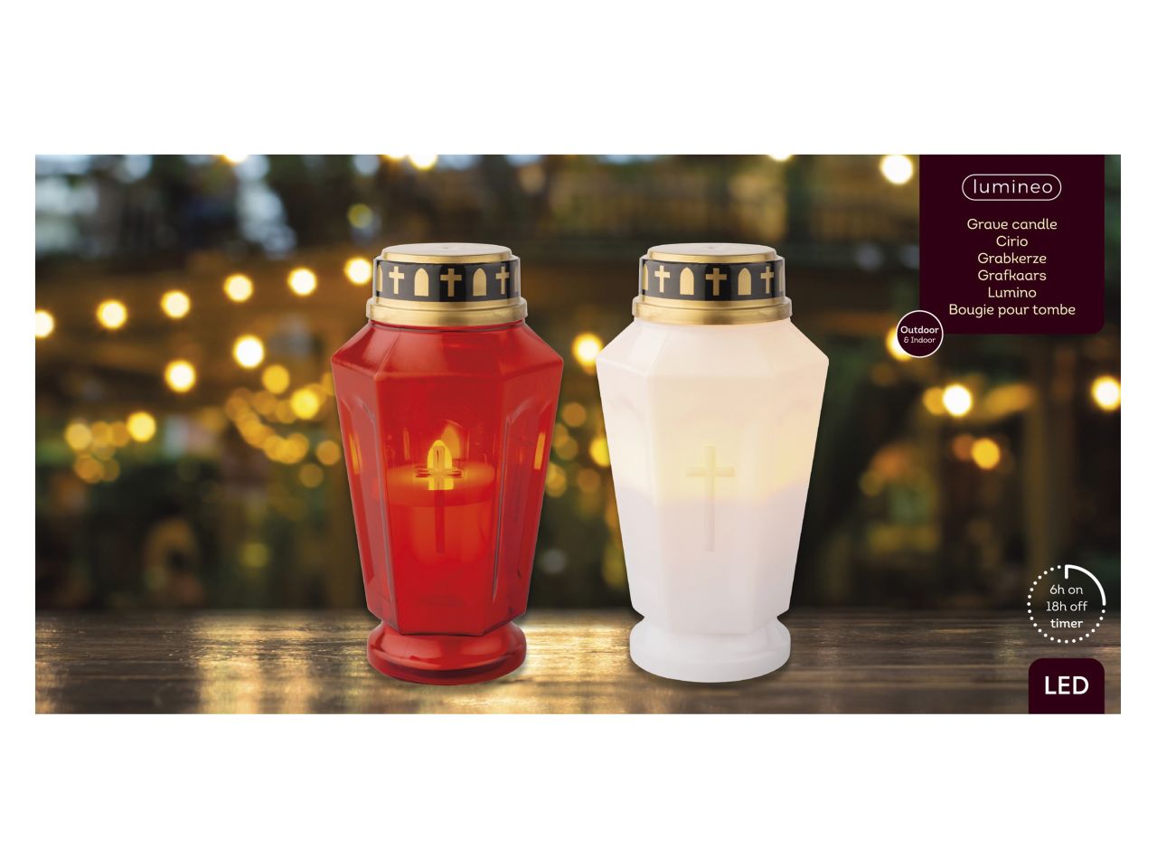 Lumino votivo a led in plastica per uso esterno colore fiamma misura lun.7.5cm x lar.8.5cm x alt.15.5cm  5mm  1
