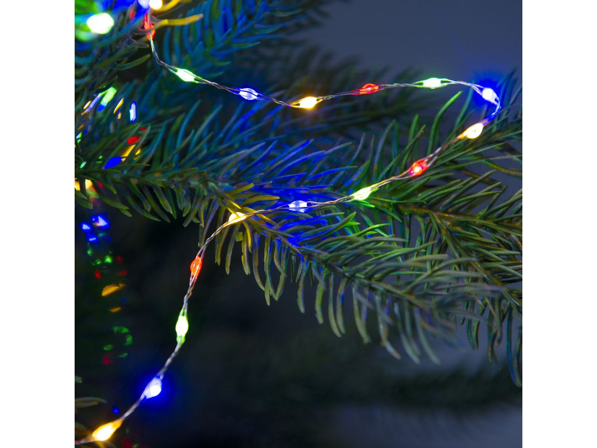 Luci natalizie micro catena led con 8 funzioni effetto scintillio colore argento multicolore misura lun.595cm misura del led micro numero di led 120