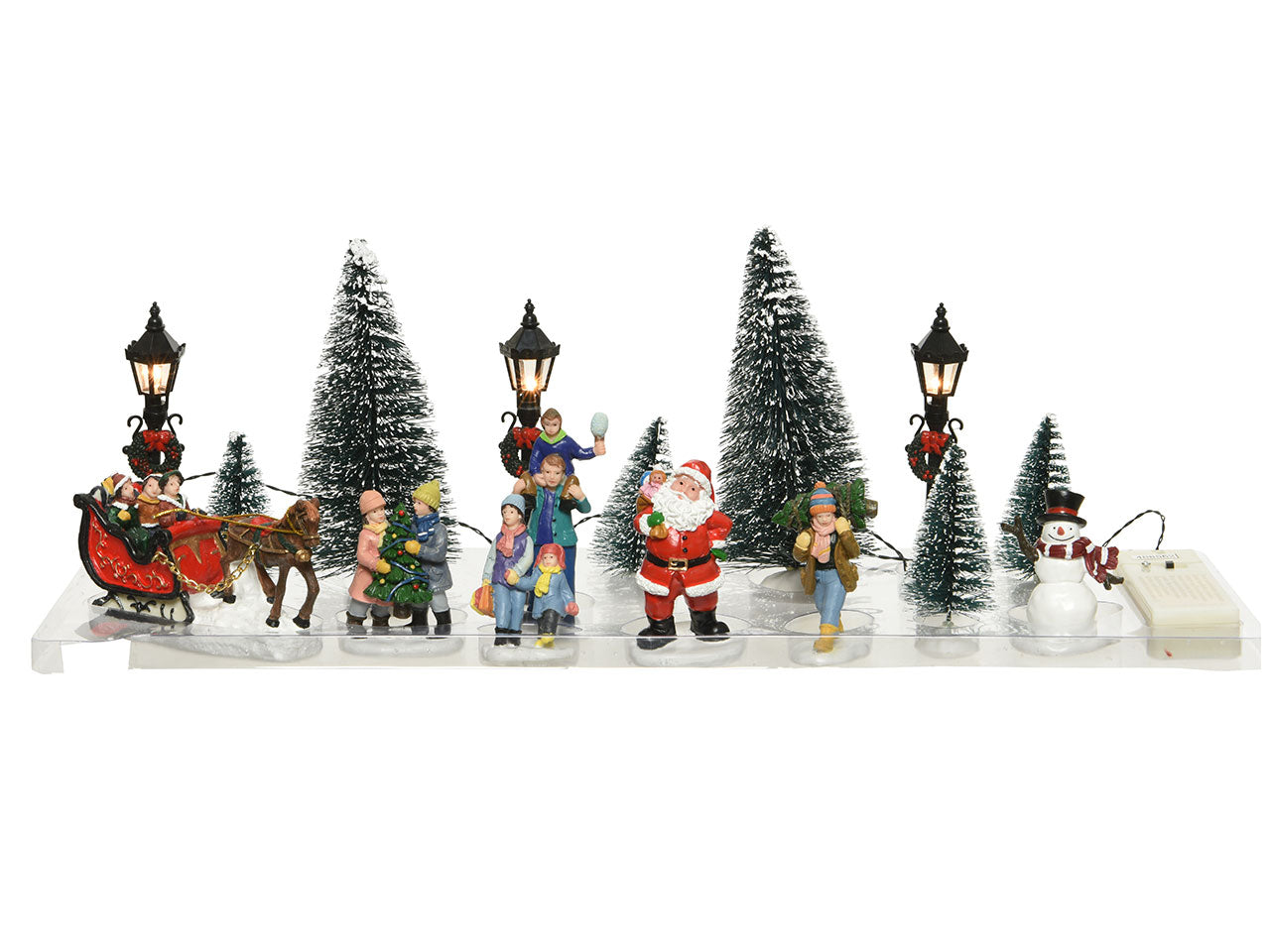 Statuine ambientazione natalizia con alberi e lampioni con led per uso interno colore multicolore misura alt.15cm
d.6cm  5mm  3