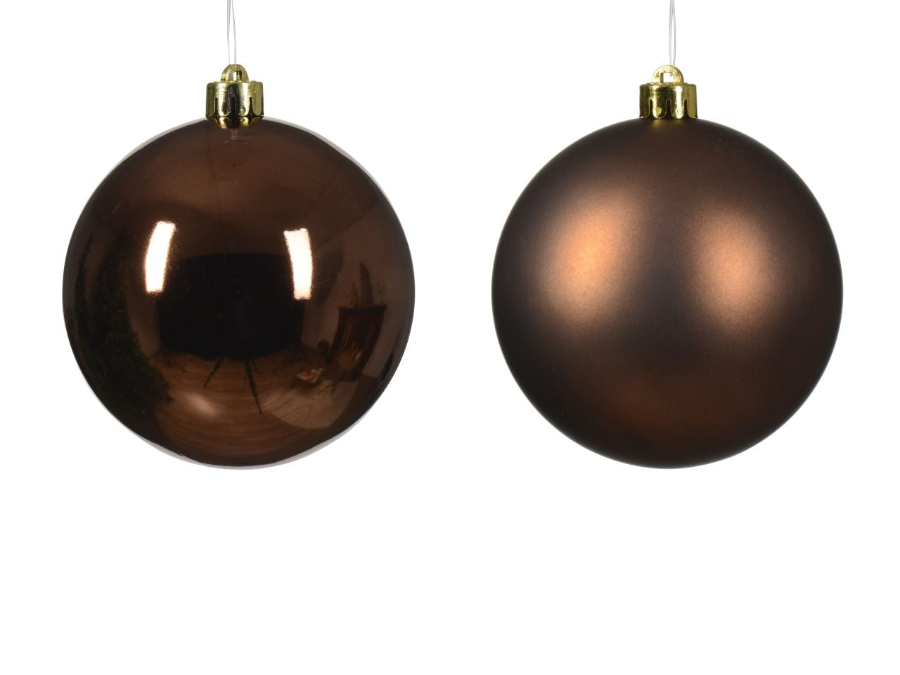 Palla di Natale 10cm in confezione da 4 pezzi marrone lucido e opaco