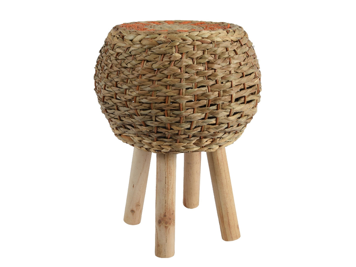Sgabello etnico in giacinto d'acqua colore naturale capacitÃ  10 kg 38x50cm - Decoris