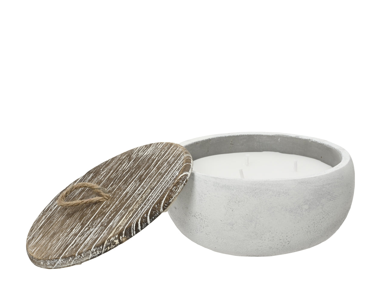 Candela profumata alla citronella con coperchio in legno - durata 20h, stile shabby chic - diametro 20x10 cm - Kaemingk