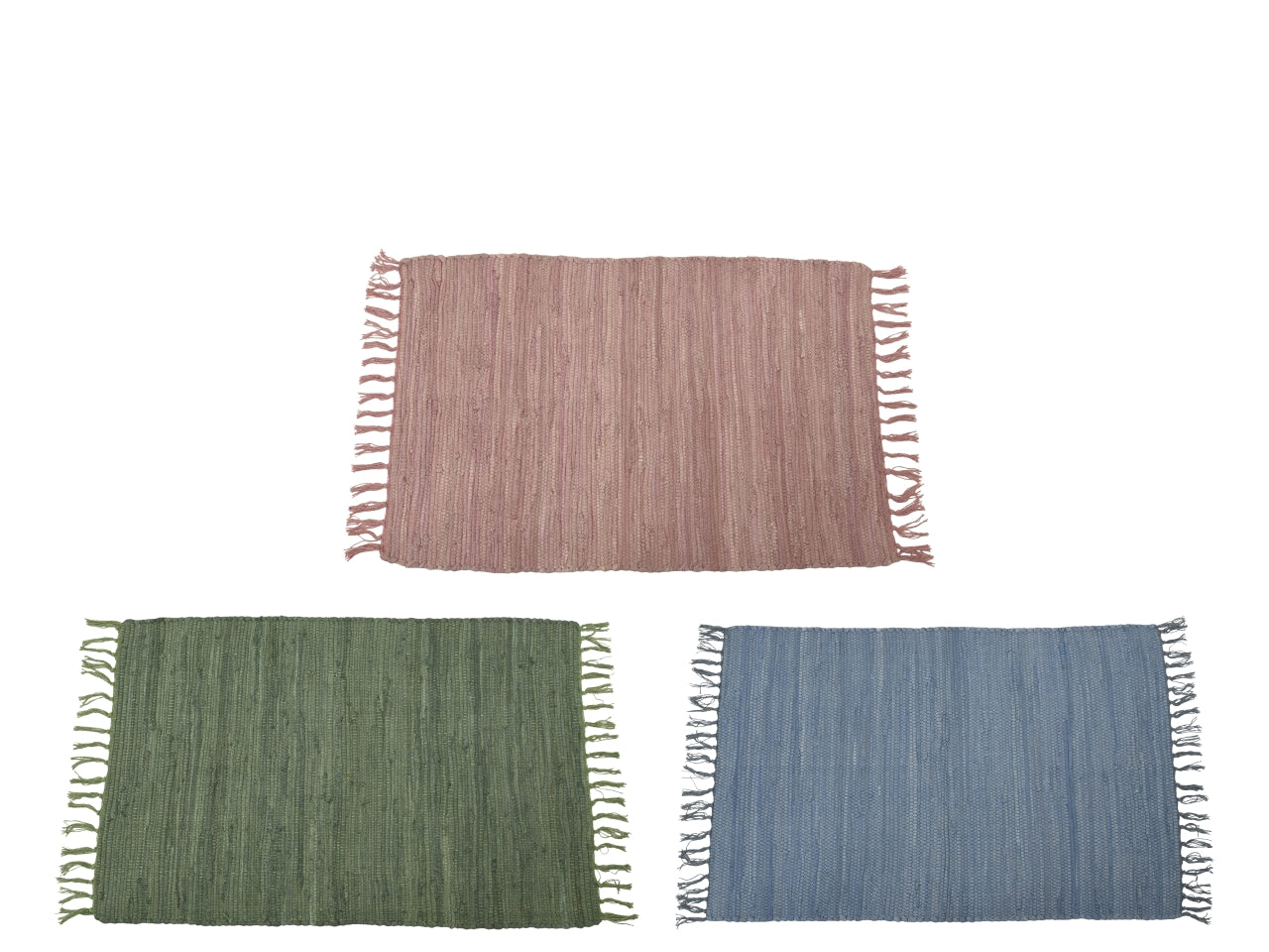 Tappeto per interno contemporaneo in cotone e altre fibre - fatto a mano, con materiali riciclati - diponibile in 3 colori assortiti - 60x90xh.0,5cm - Kaemingk