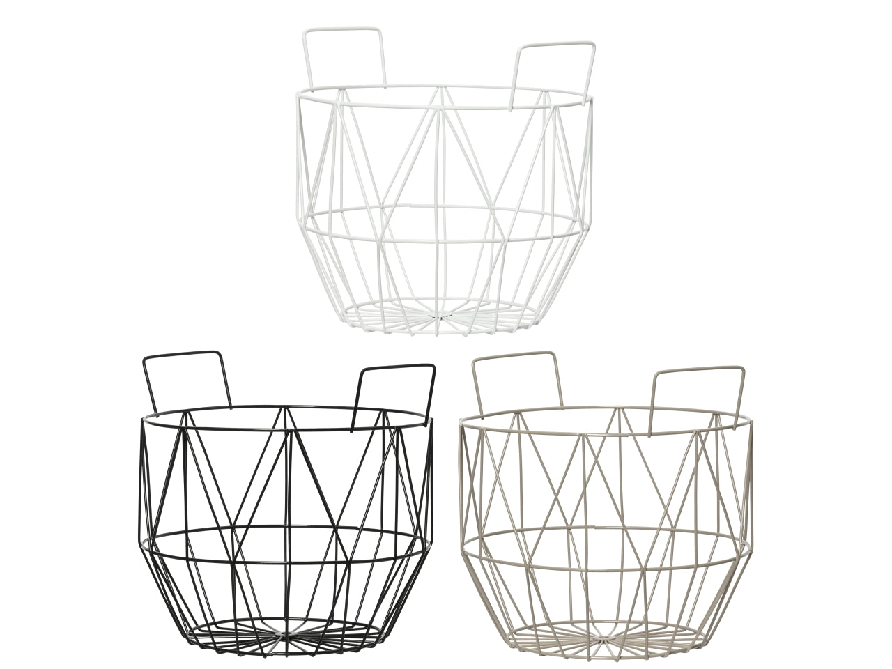 Cesto portafrutta scandinavo in metallo in 3 colori assortiti, 23x22cm con due manici - Kaemingk