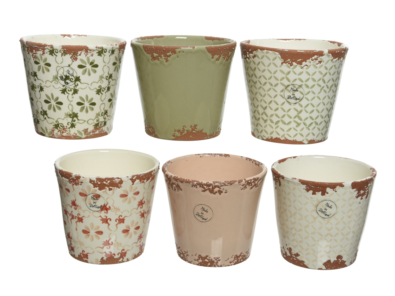 Vaso da arredo vintage in terracotta assortiti forma cilindrica - altezza 12,5 cm, diametro 14 cm, finitura lucida -  Kaemingk