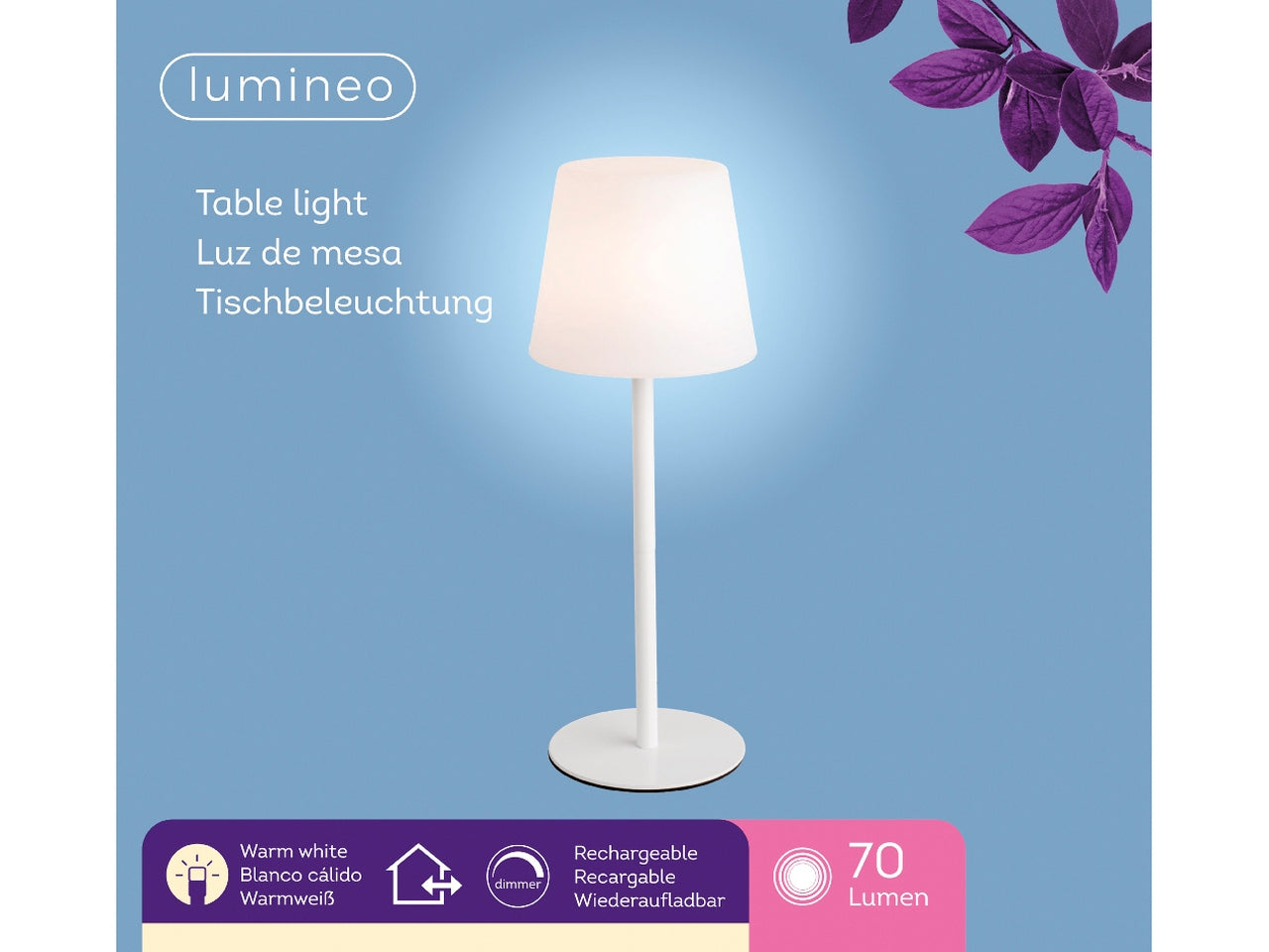Lampada da scrivania bianca con 4 tonalitÃ  di bianco regolabile e caricatore usb, stile contemporaneo - 40cm - Kaemingk