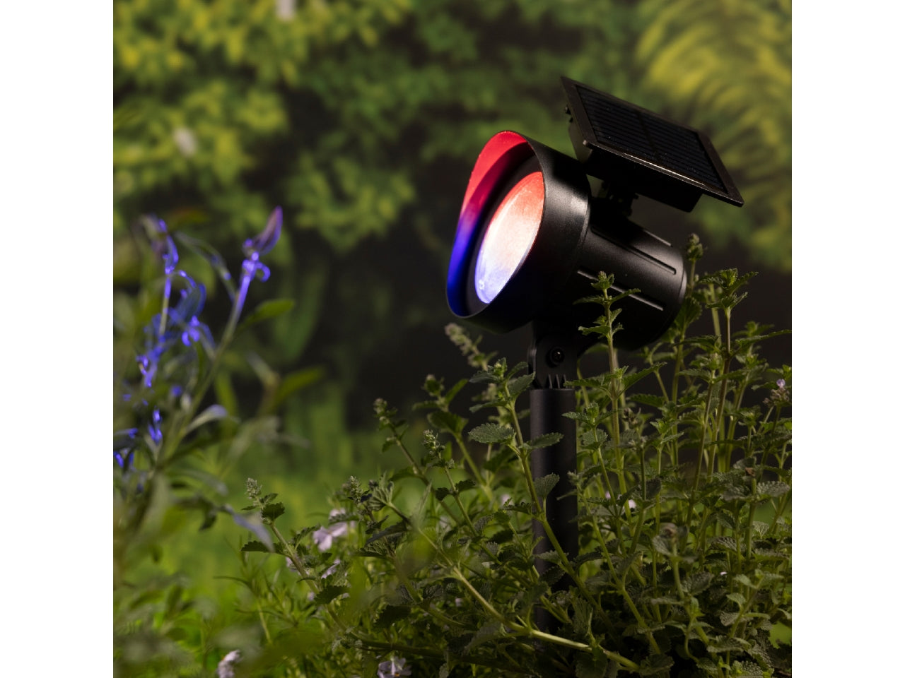 Set da 2 faretti solari da giardino neri in plastica con luce bianco caldo e cambio colore RGB, autonomia 6 ore - 11x31,5cm -  Kaemingk $