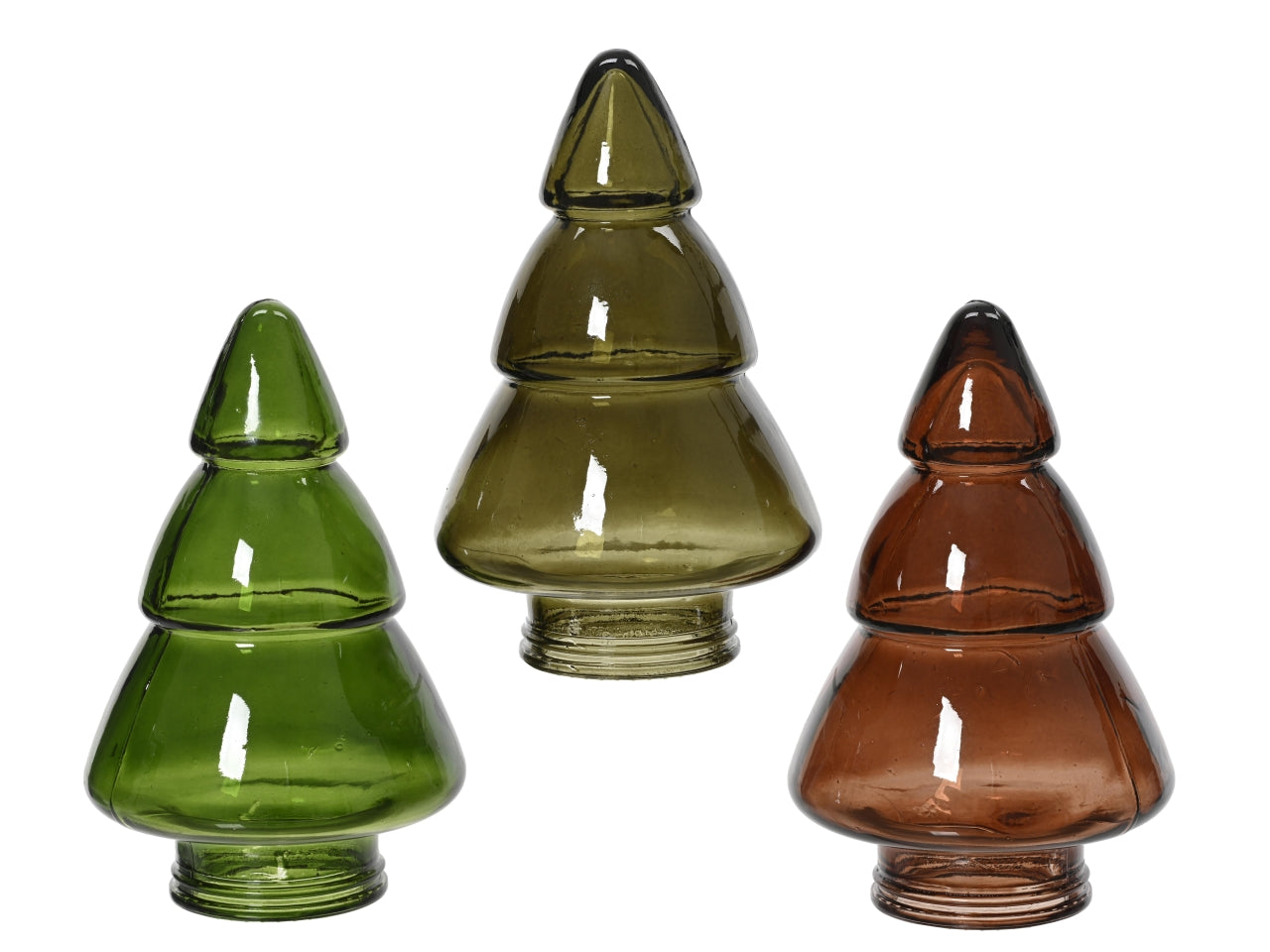 Alberello decorativo in vetro d.9,5x15cm in 3 colori assortiti