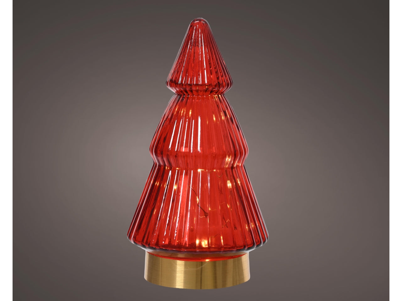 Alberello in vetro con microled d.10,5x19,5cm a batteria rosso