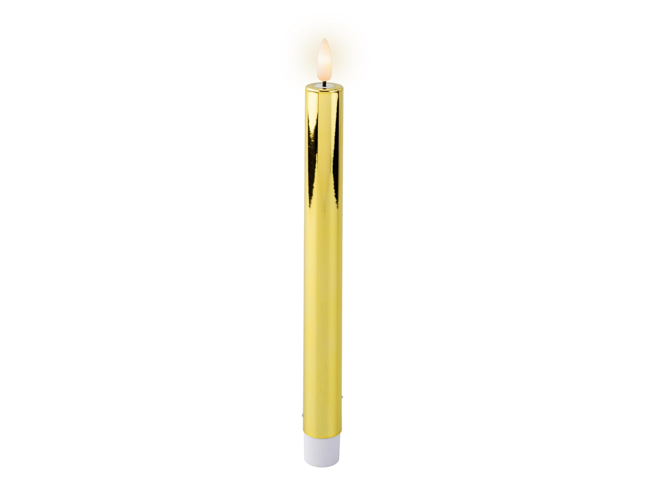Candela con stoppino e led d.2,2x24,5cm a batteria oro