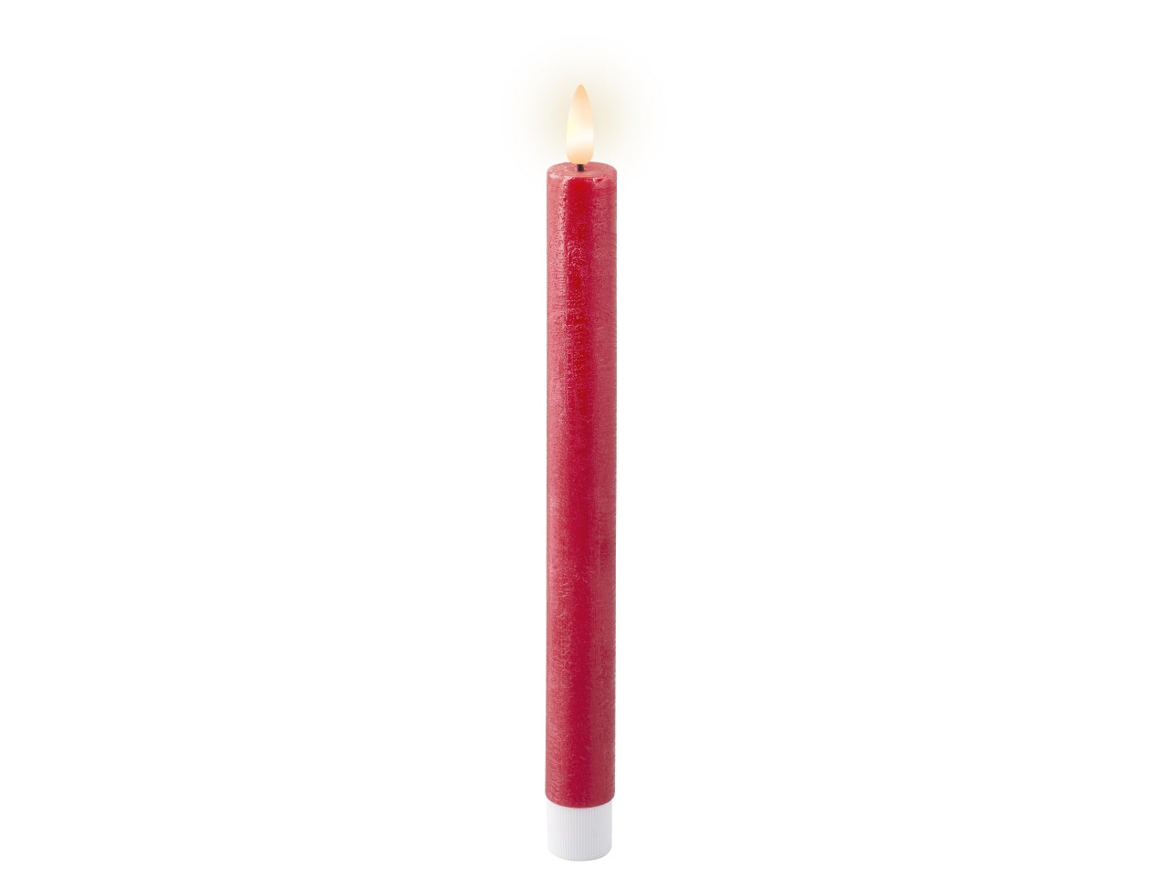 Candela con stoppino e led d.2,2x24,5cm a batteria rossa