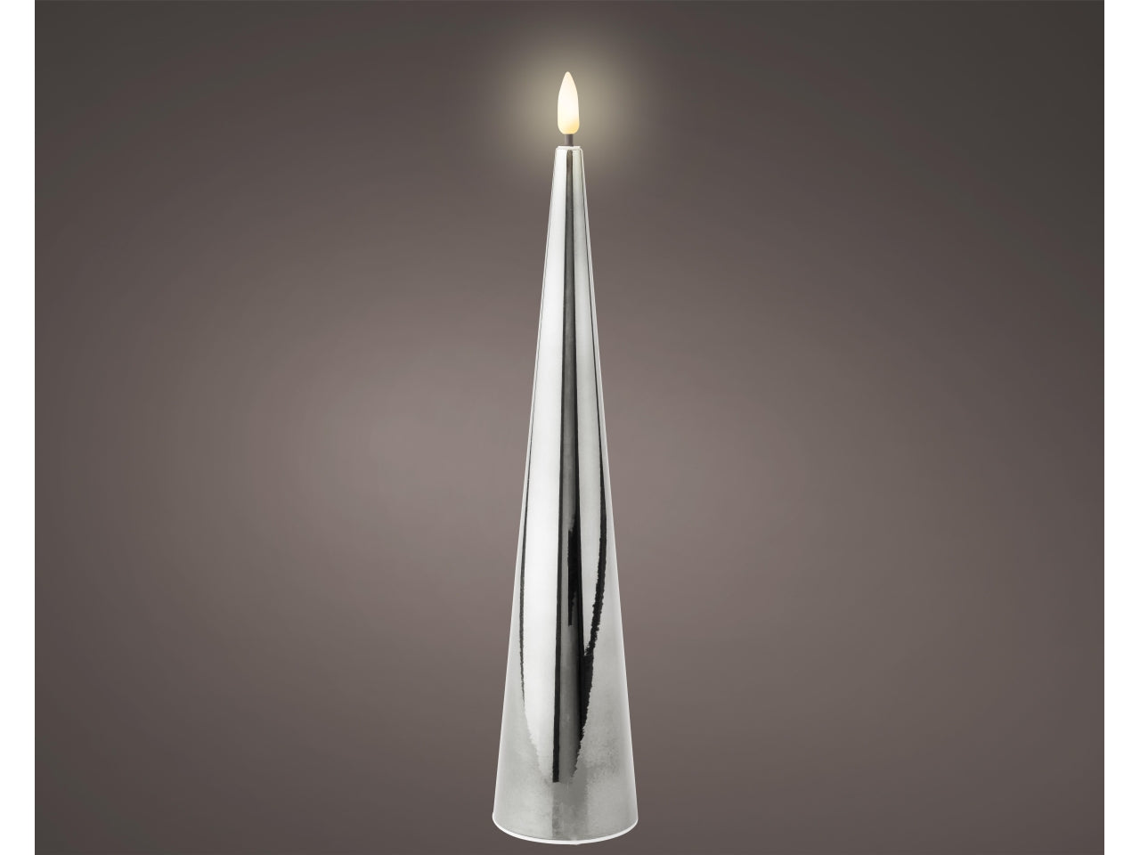 Candela con stoppino e led d.54x27,5cm a batteria argento