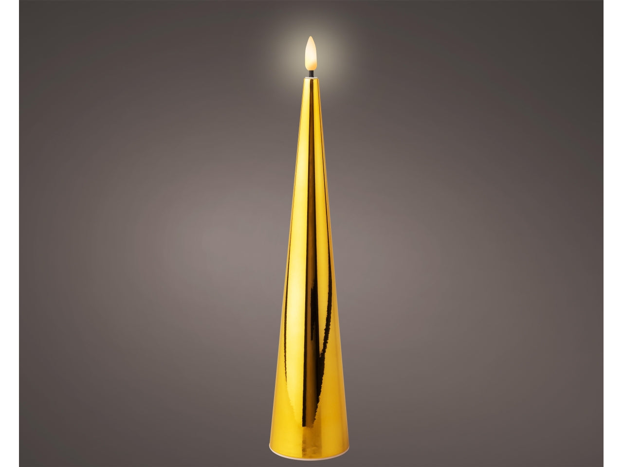 Candela con stoppino e led d.5x27,5cm a batteria oro