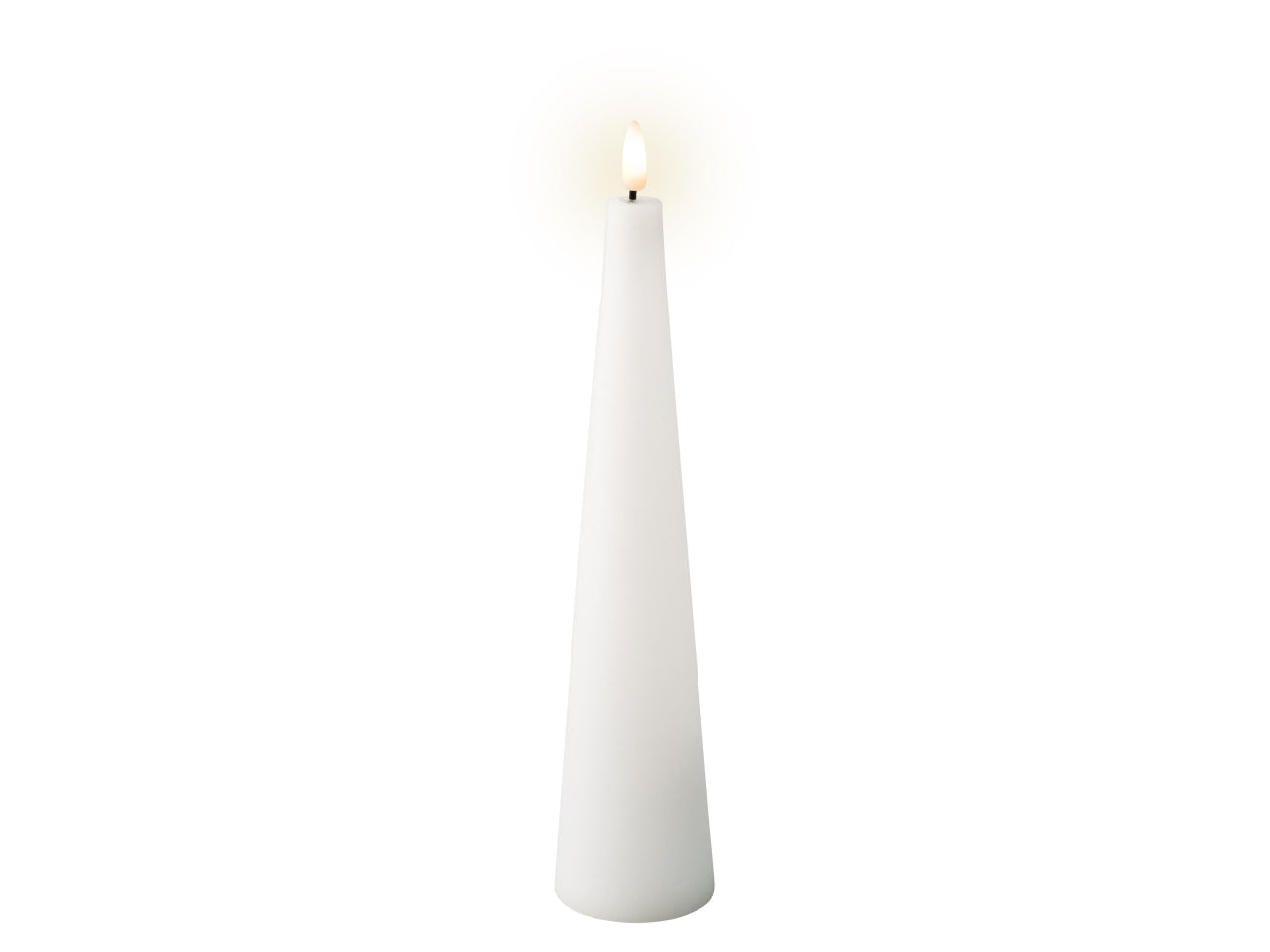 Candela conica con stoppino e led d.5,8x27,8cm a batteria bianca