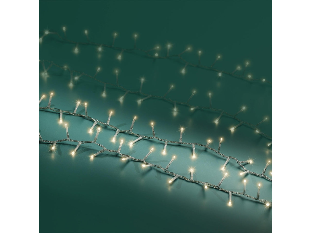 Catena luci 750led bianco caldo 8 funzioni 16mt filo trasparente per uso interno/esterno