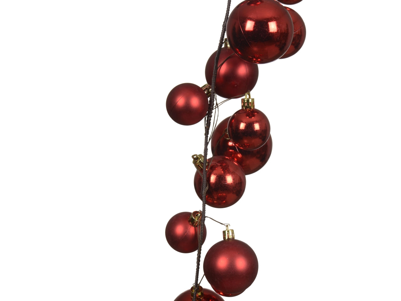 Ghirlanda palle 180cm rosso lucido e opaco