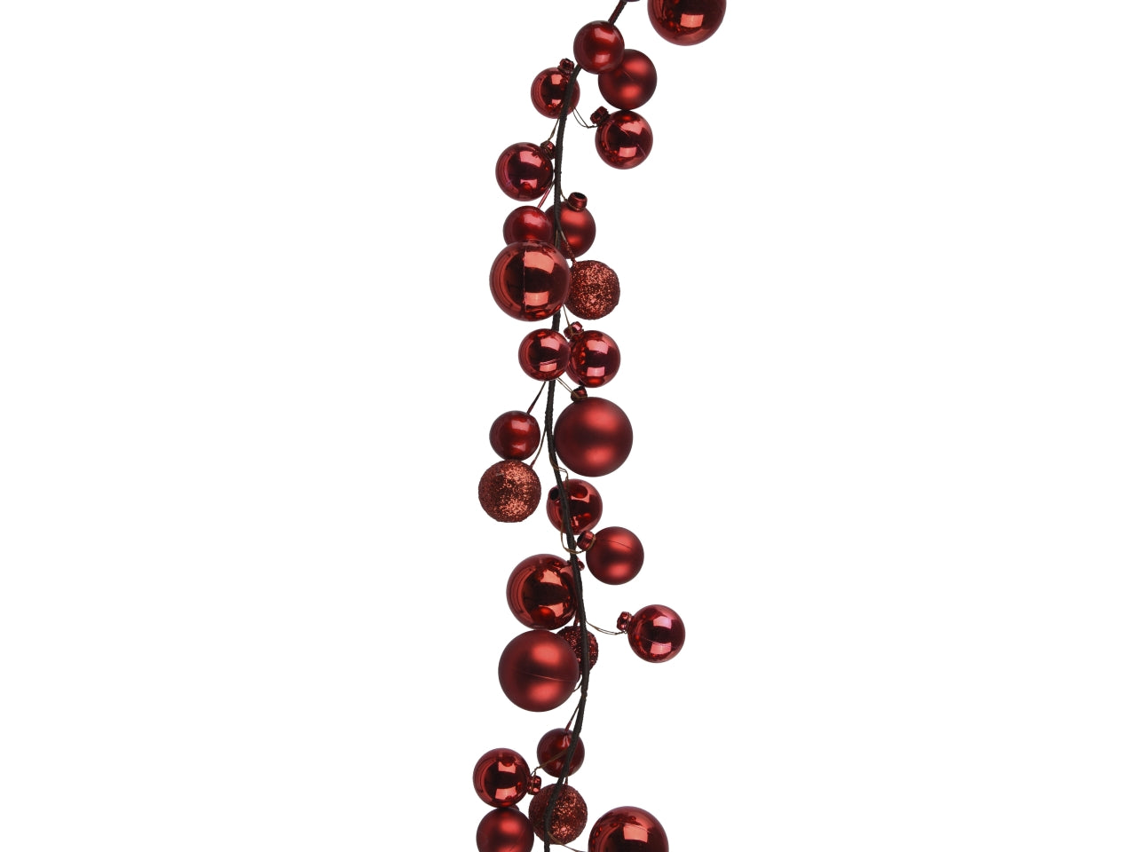 Ghirlanda palle 180cm rosso lucido, opaco e glitter