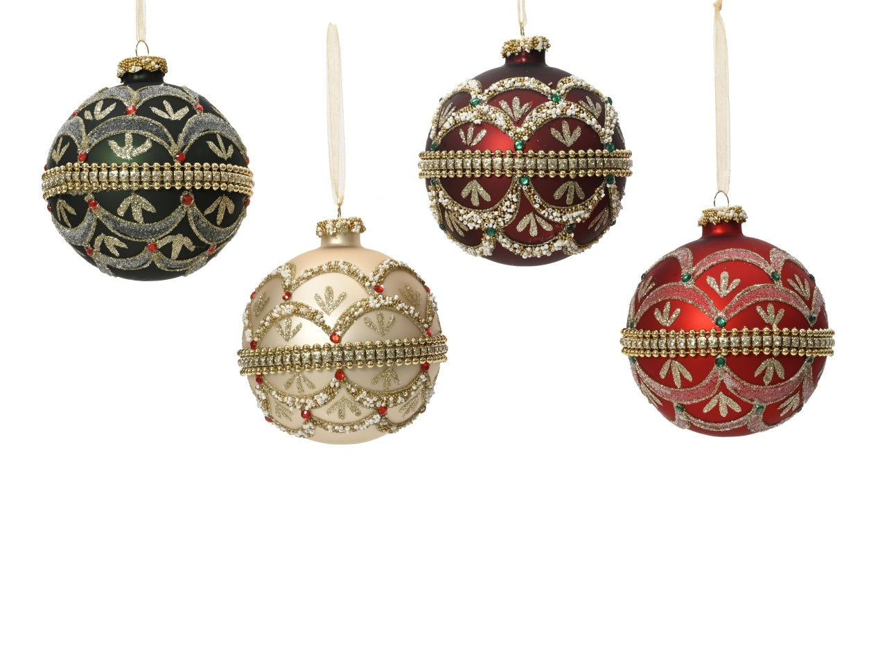 Pallina vetro 10cm 2pz con perline in colori assortiti