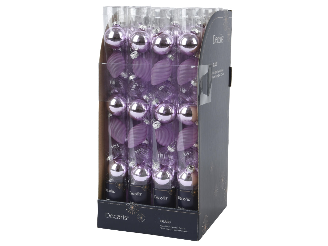Palla di vetro d.3cm lucida, opaca mix viola la confezione contiene 9 palle
