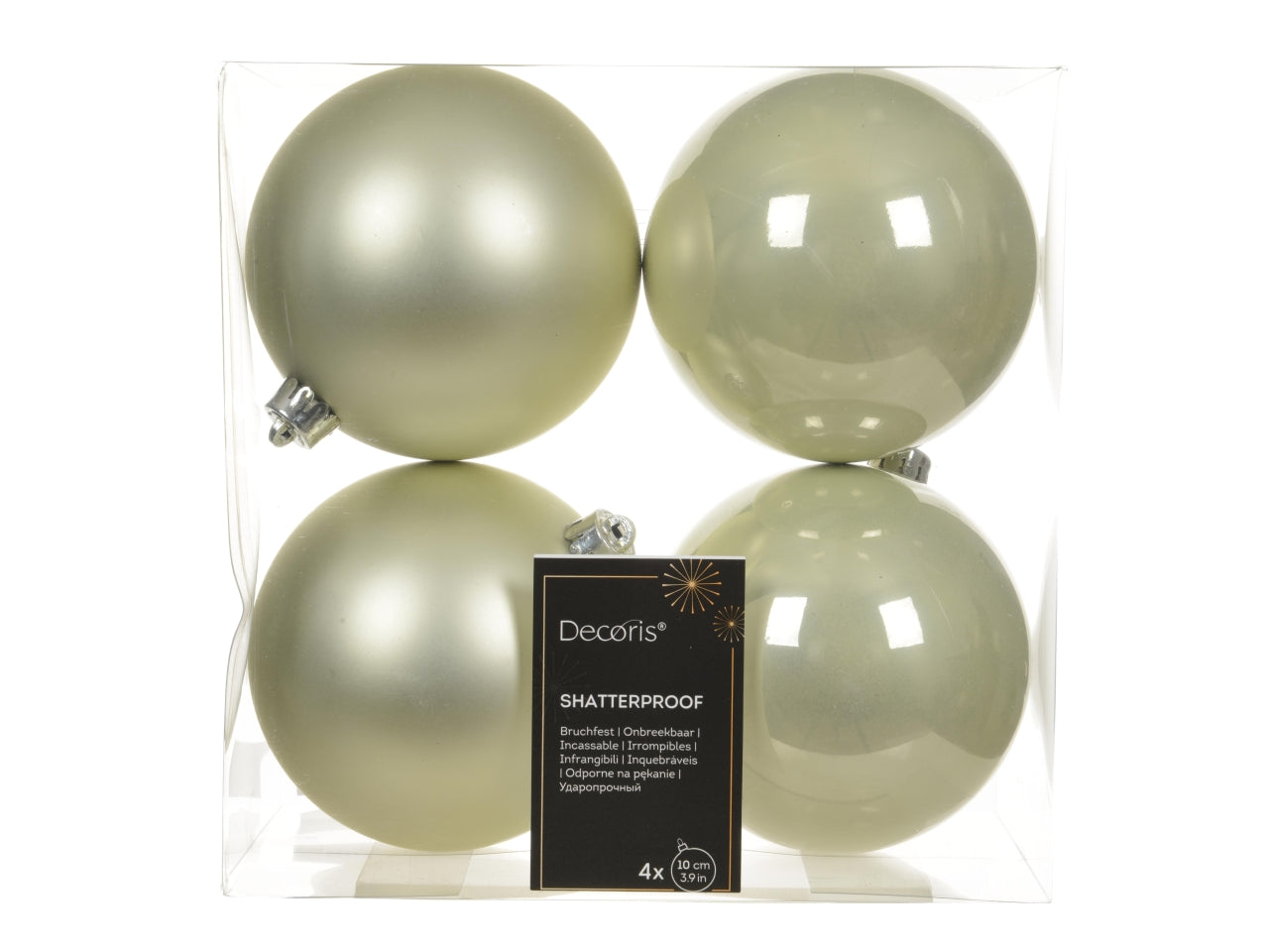 Palla natalizia verde menta opaca e lucida in plastica d.10 cm, set da 4 palle - Decoris