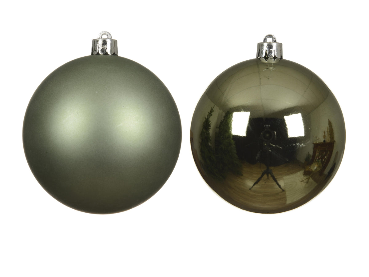 Palla di Natale 10cm in confezione da 4 pezzi verde rosmarino lucida e opaco