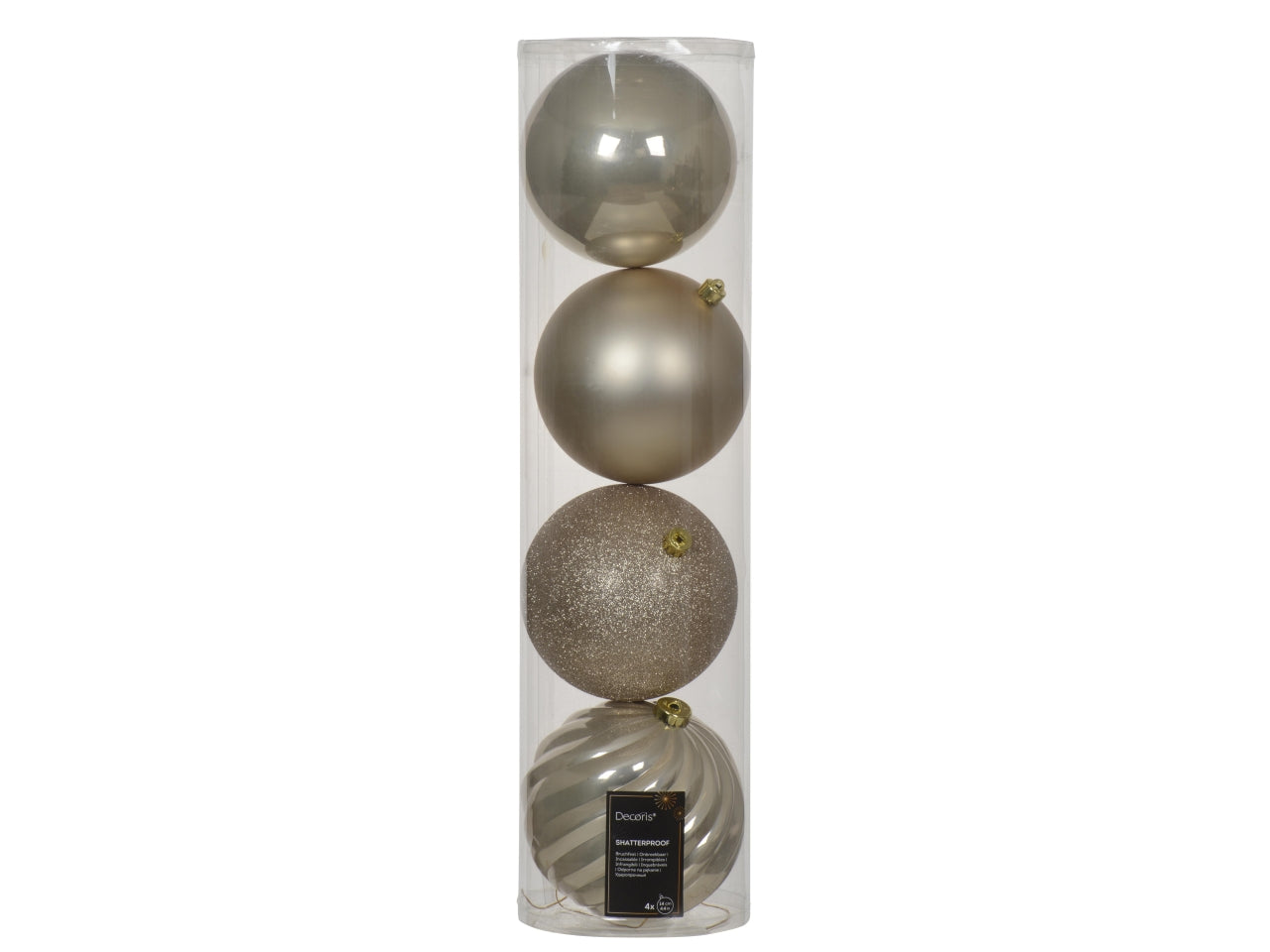 Palla 14cm in confezione da 4 pezzi beige lucida, opaca e glitter