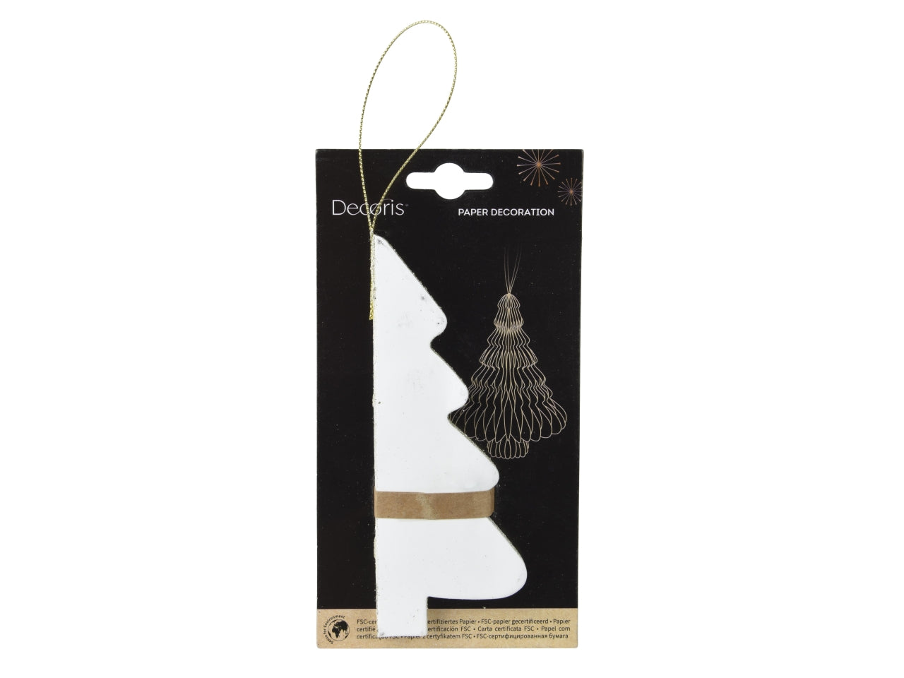 Decorazione albero in carta 1xh.15cm bianco
