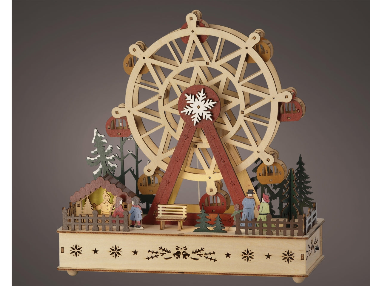 Ruota panoramica in legno con led a batteria 12x28x38cm