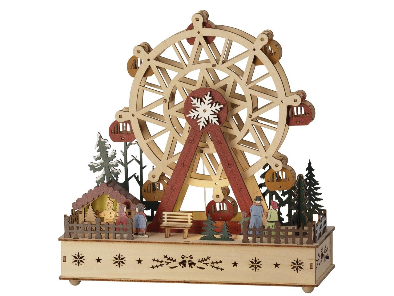 Ruota panoramica in legno con led a batteria 12x28x38cm