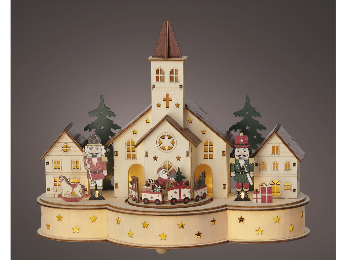 Scenario natalizio in legno con led 14x30x24,3cm a batteria