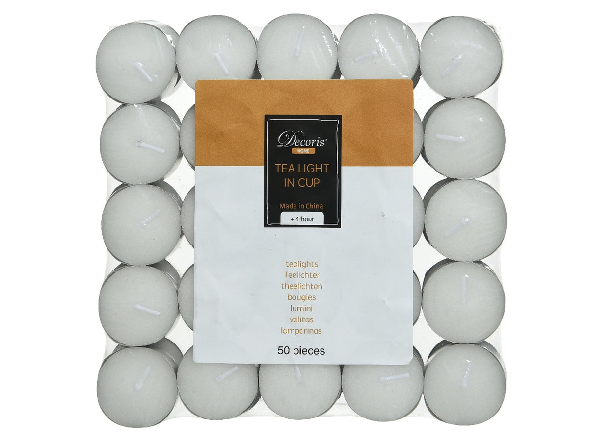 Tealight bianco in cera set da 50 diametro 3,9cm x altezza 1,5cm