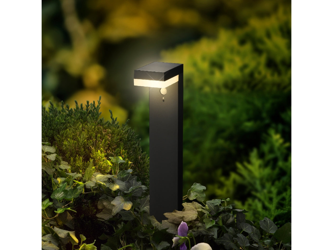 Faretto solare grigio antracite da giardino in alluminio e plastica 16,5cm x 9,5 cm x altezza 50cm luce fissa bianco caldo $