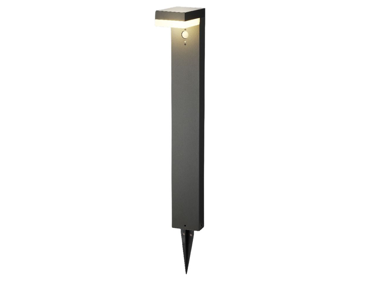 Faretto solare grigio antracite da giardino in alluminio e plastica 16,5cm x 9,5 cm x altezza 70cm luce fissa bianco caldo