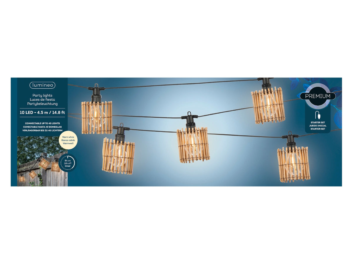 Catena luminosa led per esterno a luce fissa bianco caldo diametro 9cm x 450cm x altezza 9cm con trasformatore