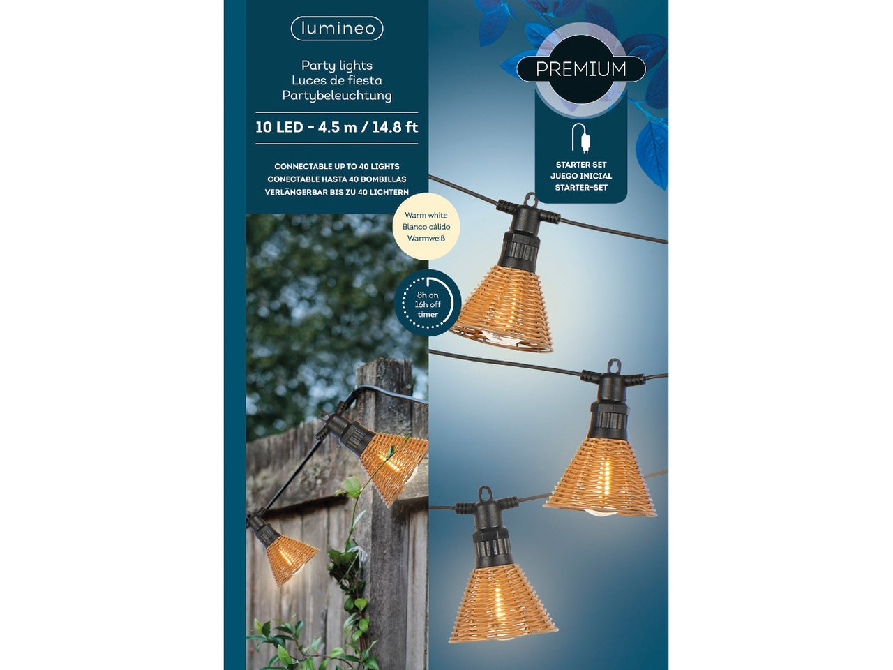 Catena luminosa led per esterno a luce fissa bianco caldo diametro 6cm x 450cm x altezza 9cm con trasformatore