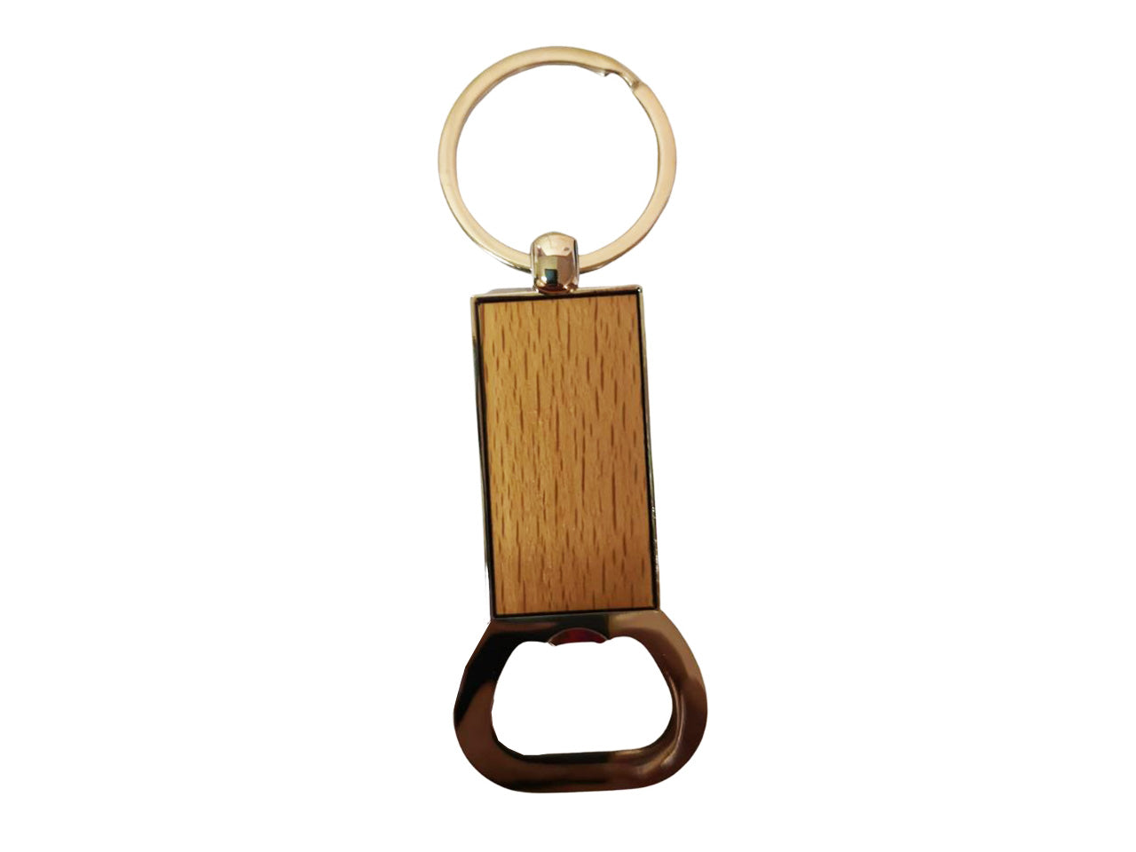Portachiavi apri-bottiglia in legno e acciaio 0,3x3,7x8 cm