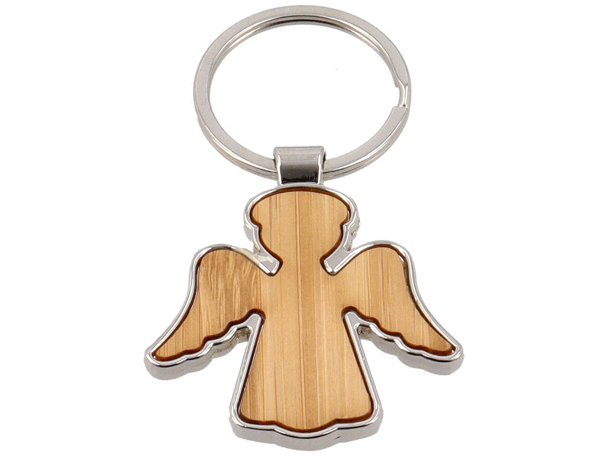 Portachiavi con angioletto in legno e acciaio