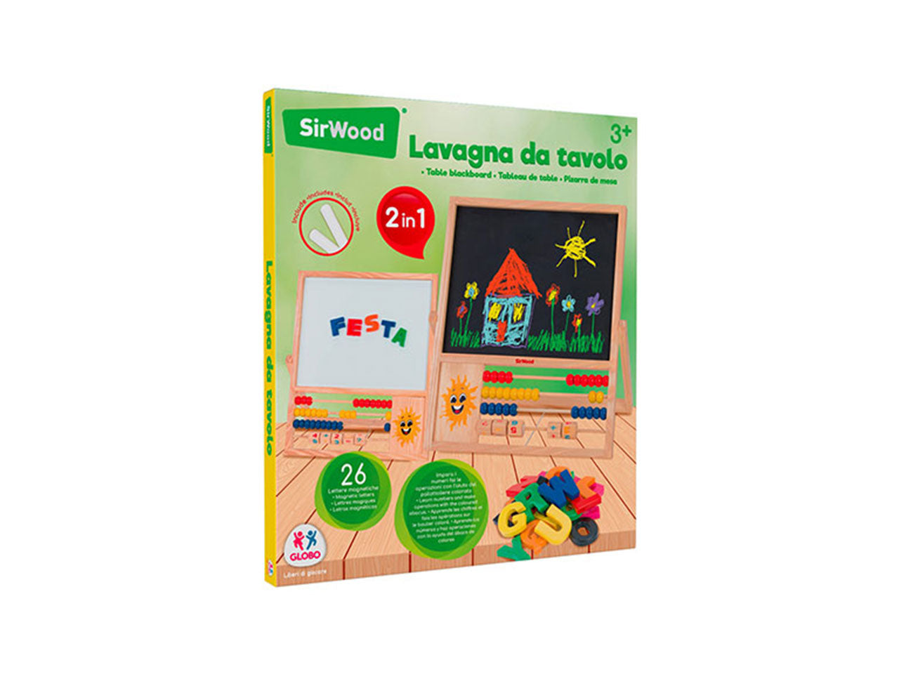 Sirwood lavagna in legno  2in1 magnetica gessi con 26 lettere