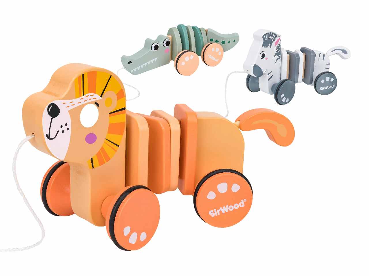 Sirwood animali trainabili snodati in legno assortiti