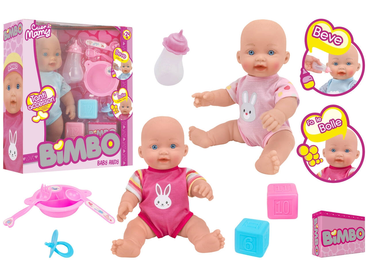 Bimbo bambolotto confezione bolle 30cm con accessori