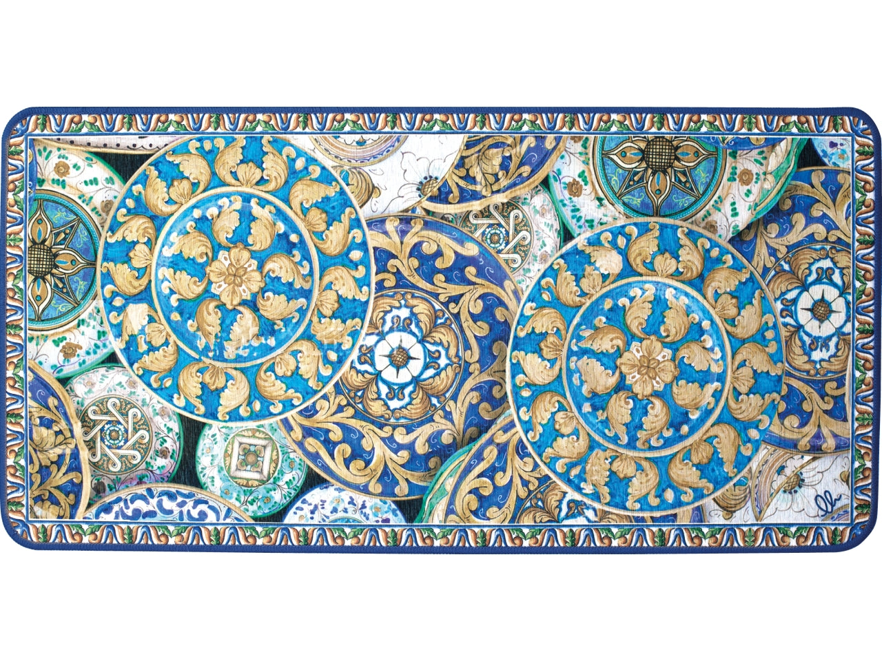 Tappeto cucina multicolor in poliestere stampato in digitale 50x130 cm, Capri - Olivo Tappeti