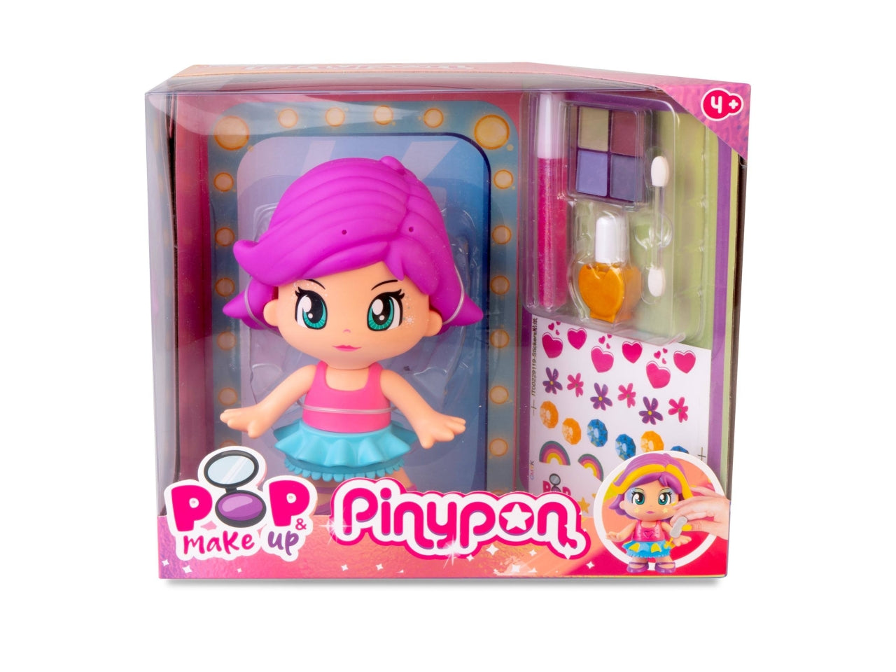 Pinypon - Pop & Make Up, personaggio 17 cm, con accessori per il trucco e capelli, EtÃ  4+ anni - Famosa $