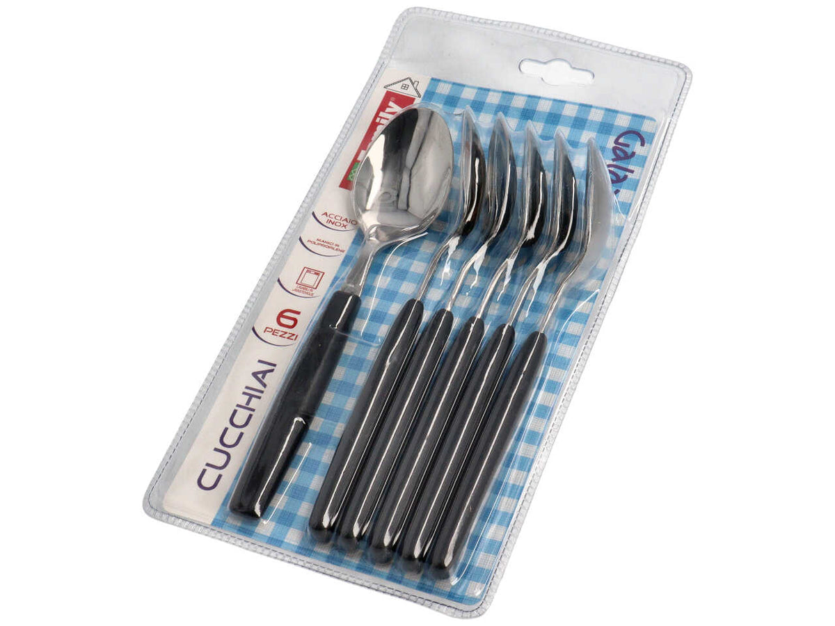 Set di 6 Cucchiai Coltelleria Paolucci, linea Galaxy, con manico colorato - 3 Colori Assortiti