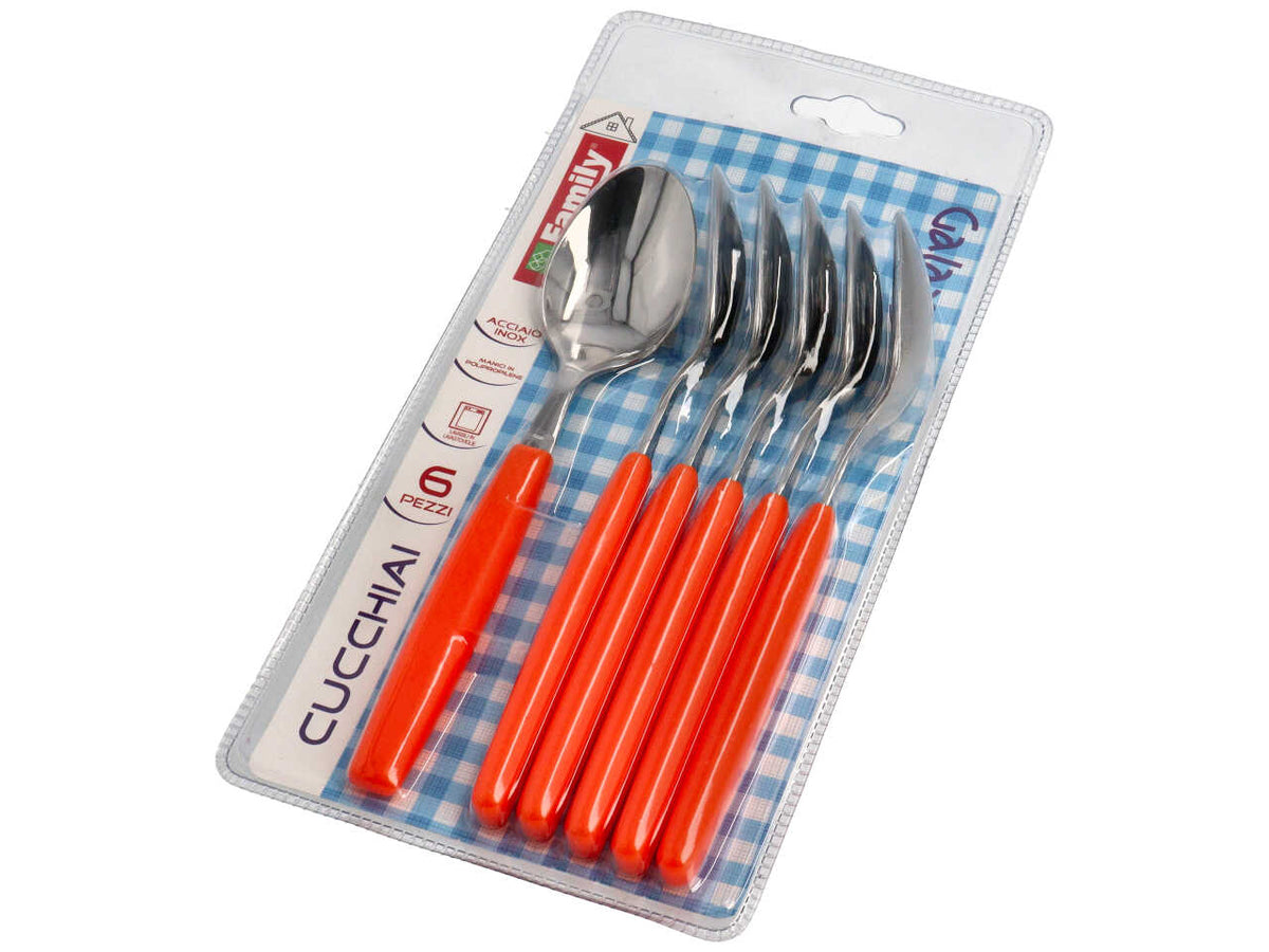 Set di 6 Cucchiai Coltelleria Paolucci, linea Galaxy, con manico colorato - 3 Colori Assortiti
