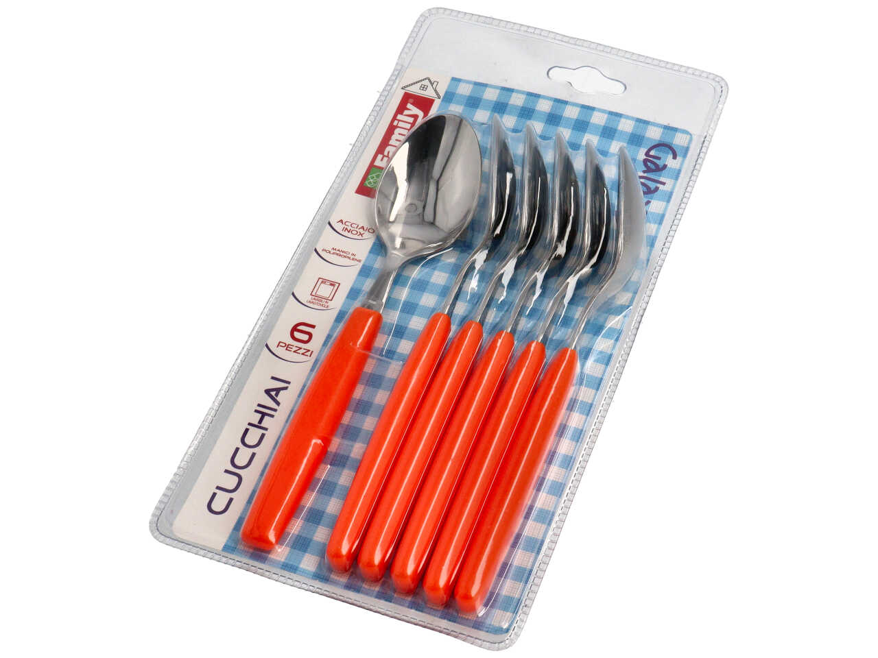 Set di 6 Cucchiai Coltelleria Paolucci, linea Galaxy, con manico colorato - 3 Colori Assortiti