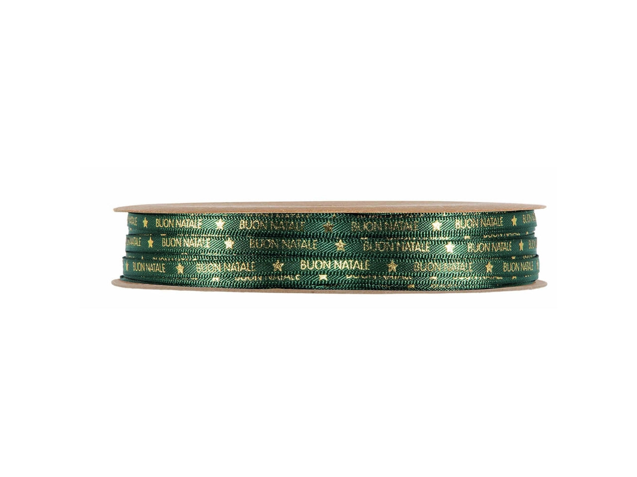 Nastro regalo verde con scritta oro Buon Natale 4mm x 25m - Piovaccari